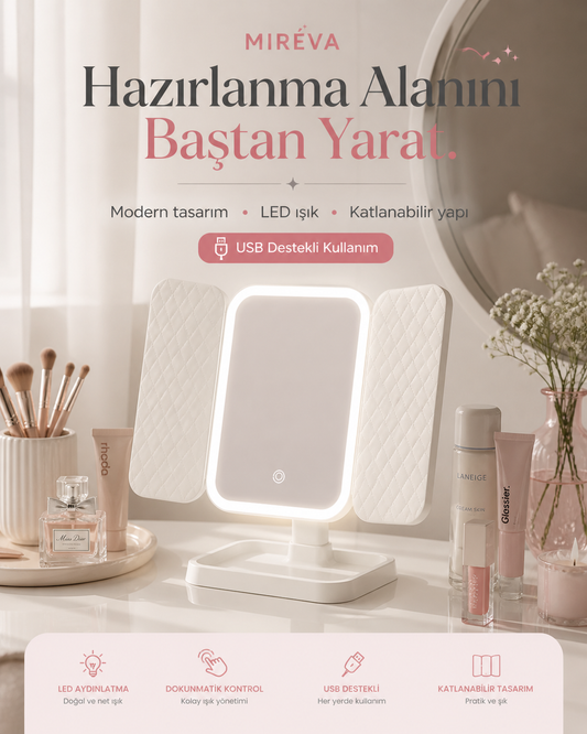 Mireva LED Vanity Mirror – Profesyonel Makyaj Işığı