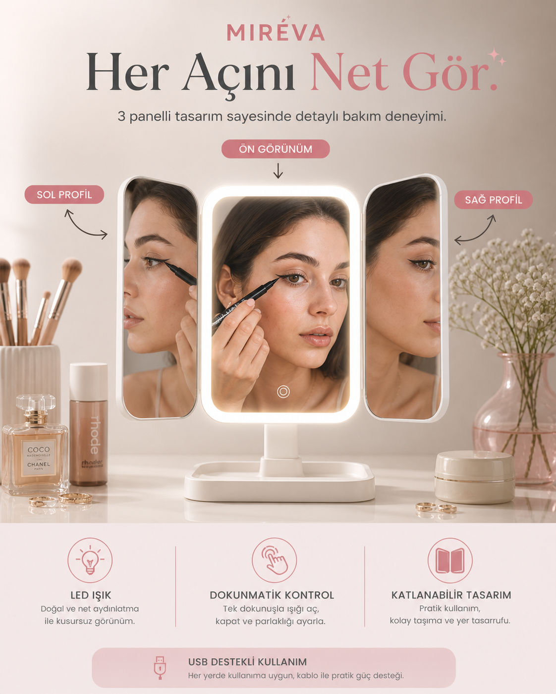 Mireva LED Vanity Mirror – Professional Makeup Light