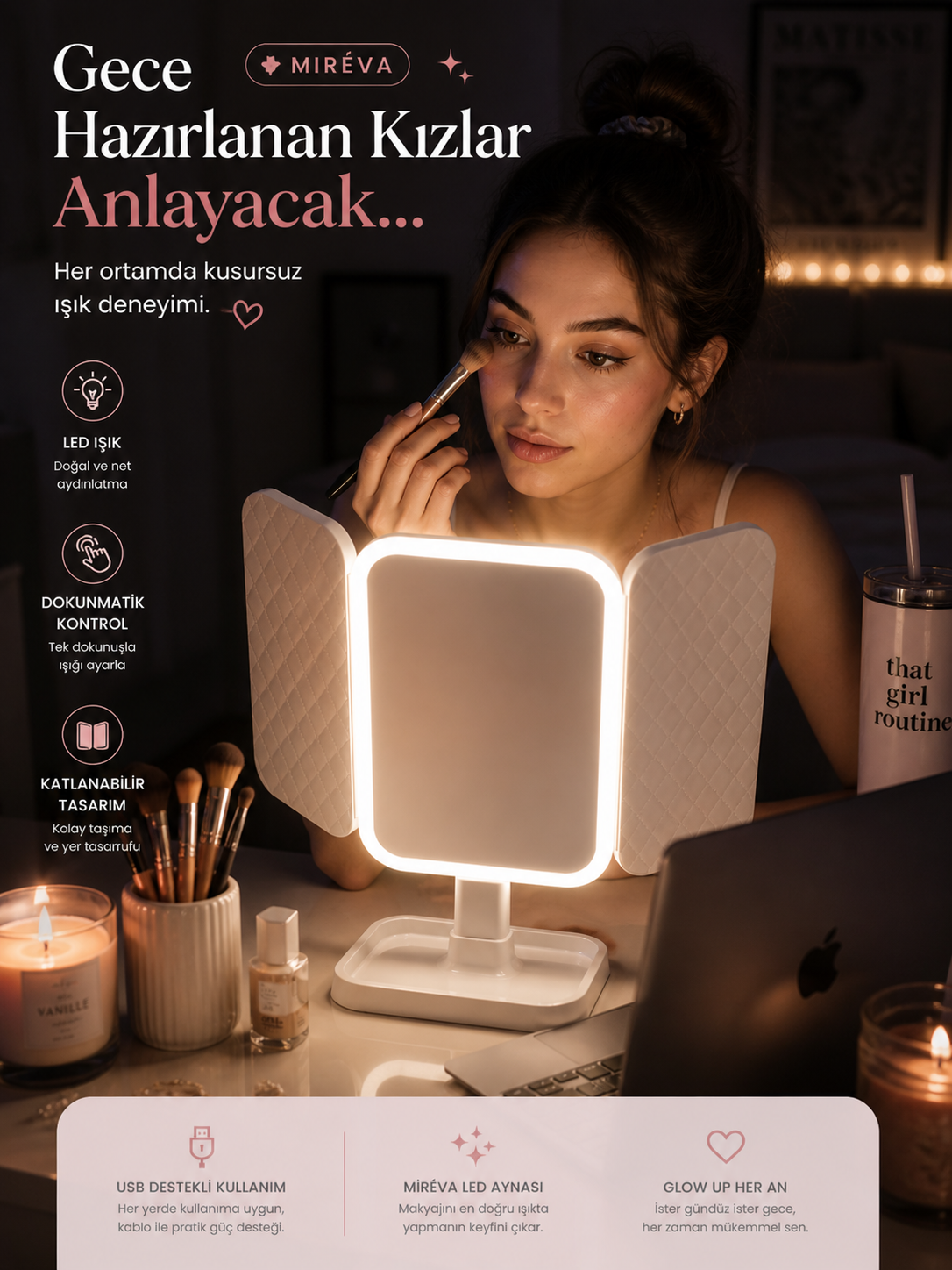 Mireva LED Vanity Mirror – Professional Makeup Light